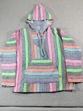 Molina Baja Hoodie Mens Multicolor Stripe Mexican Drug Rug Pullover